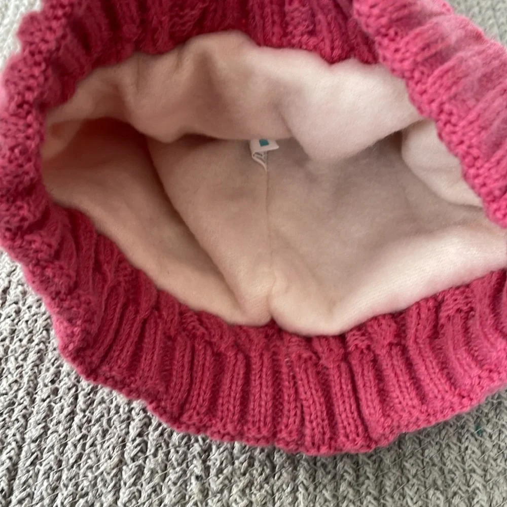 Tru Fit Pink Fleece Lined Knit Winter Hat with Pom